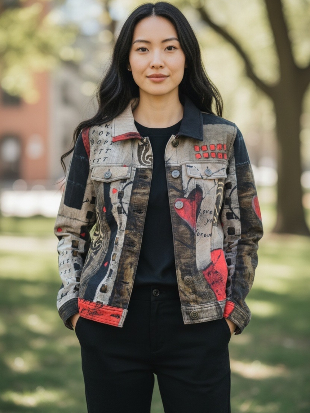 Simply Art by Dolcezza "Love You Forever" Jean Style Jacket S/M